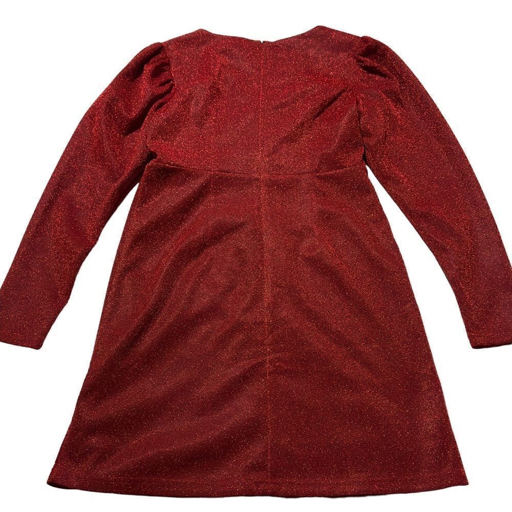 LEA & VIOLA Shimmer Overlay Dress Red MEDIUM - Picture 9 of 16